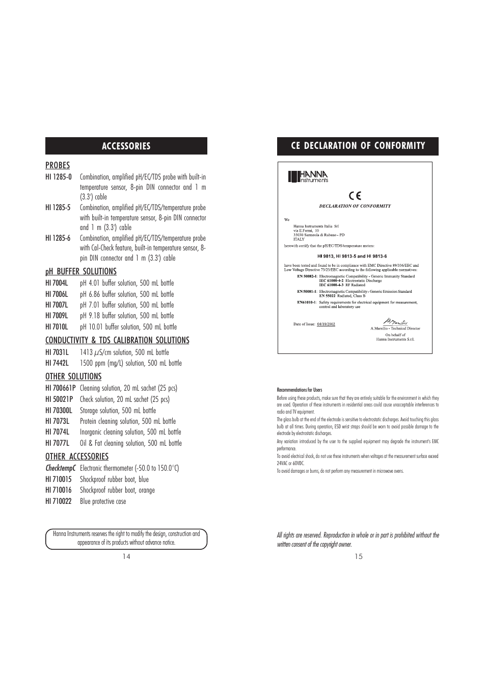 Hanna Instruments HI 9813-0 User Manual | Page 8 / 9