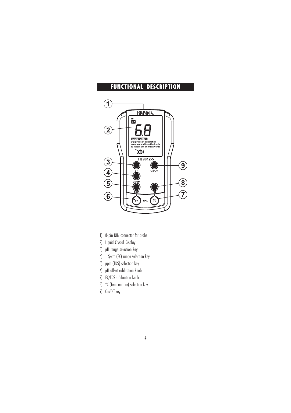 Hanna Instruments HI 9812-5N User Manual | Page 4 / 16