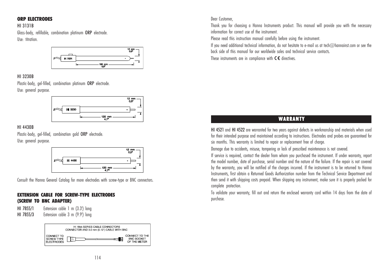 Hanna Instruments HI 4521 User Manual | Page 3 / 58