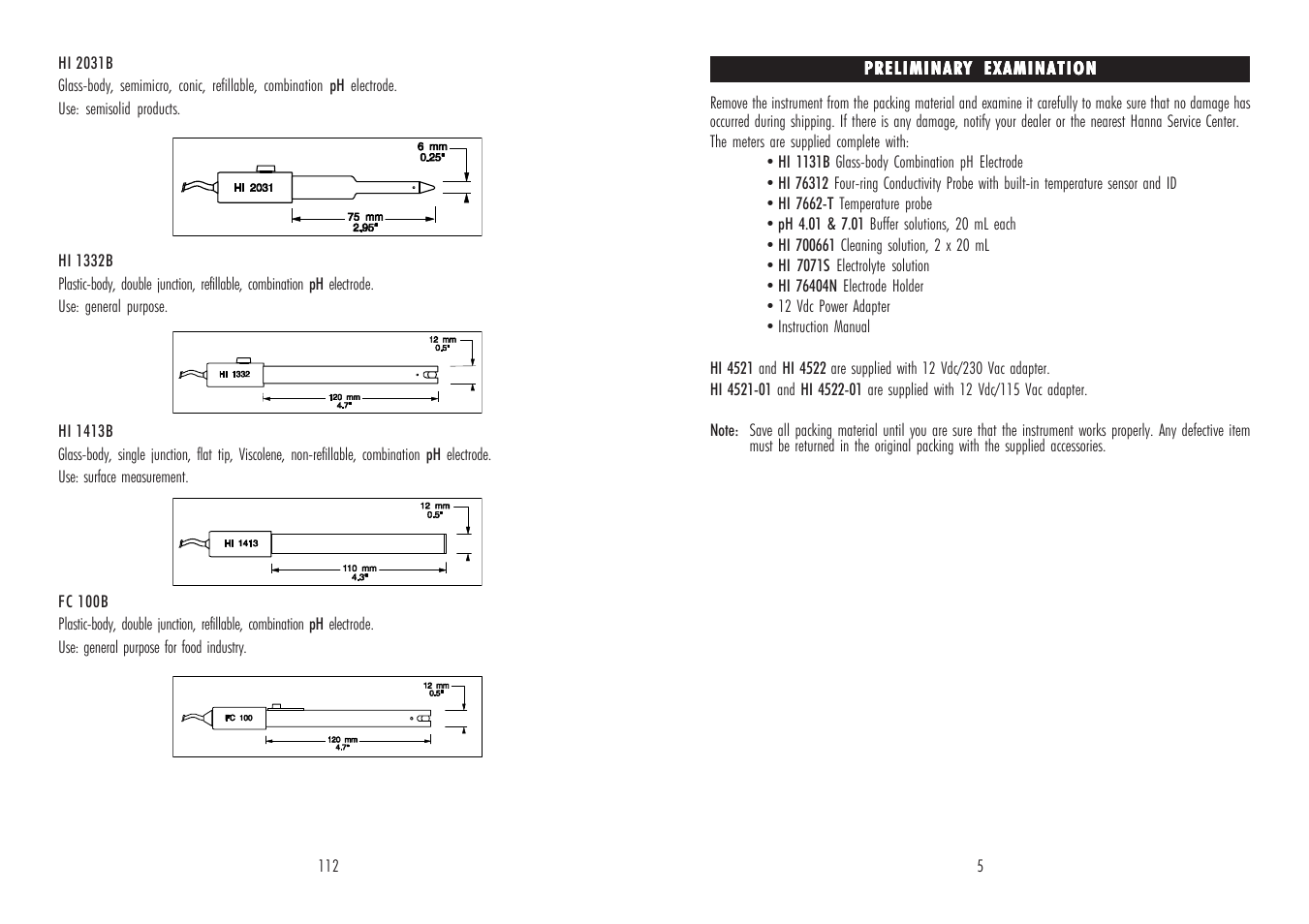 Hanna Instruments HI 4521 User Manual | Page 5 / 58