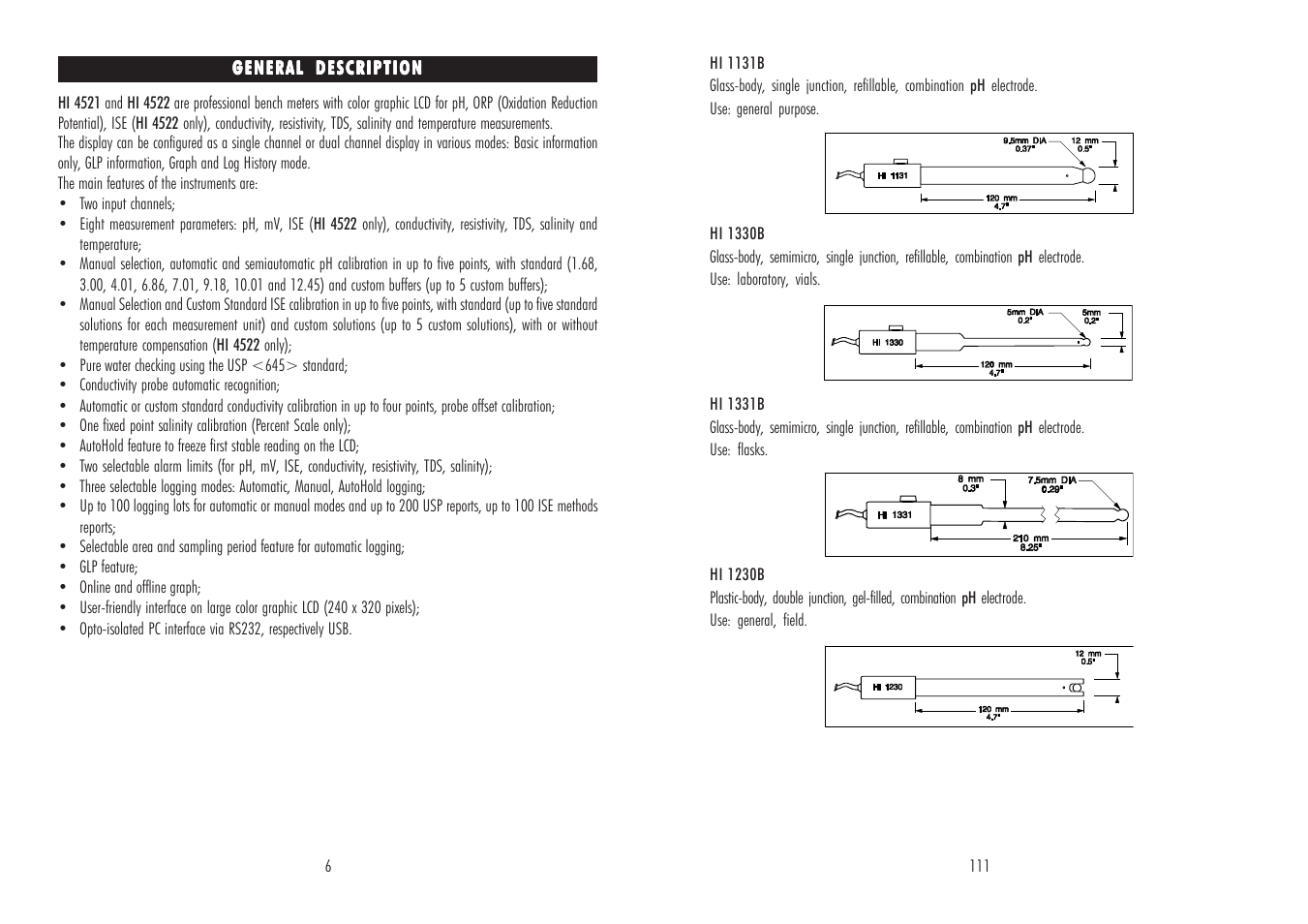 Hanna Instruments HI 4521 User Manual | Page 6 / 58