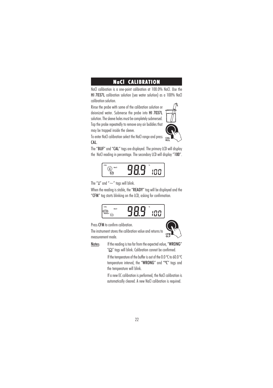 Nacl calibration | Hanna Instruments HI 2550 User Manual | Page 22 / 64