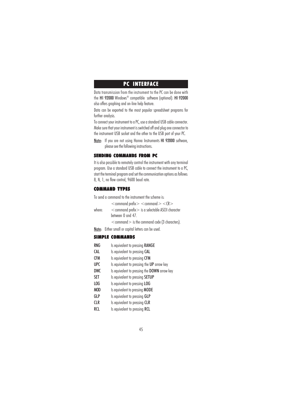 Hanna Instruments HI 2550 User Manual | Page 45 / 64