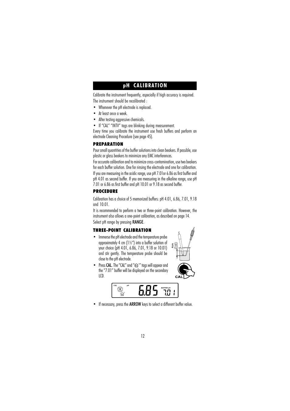 Ph calibration | Hanna Instruments HI 255 User Manual | Page 12 / 56