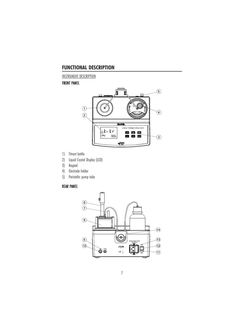 Functional description | Hanna Instruments HI 84102 User Manual | Page 7 / 20