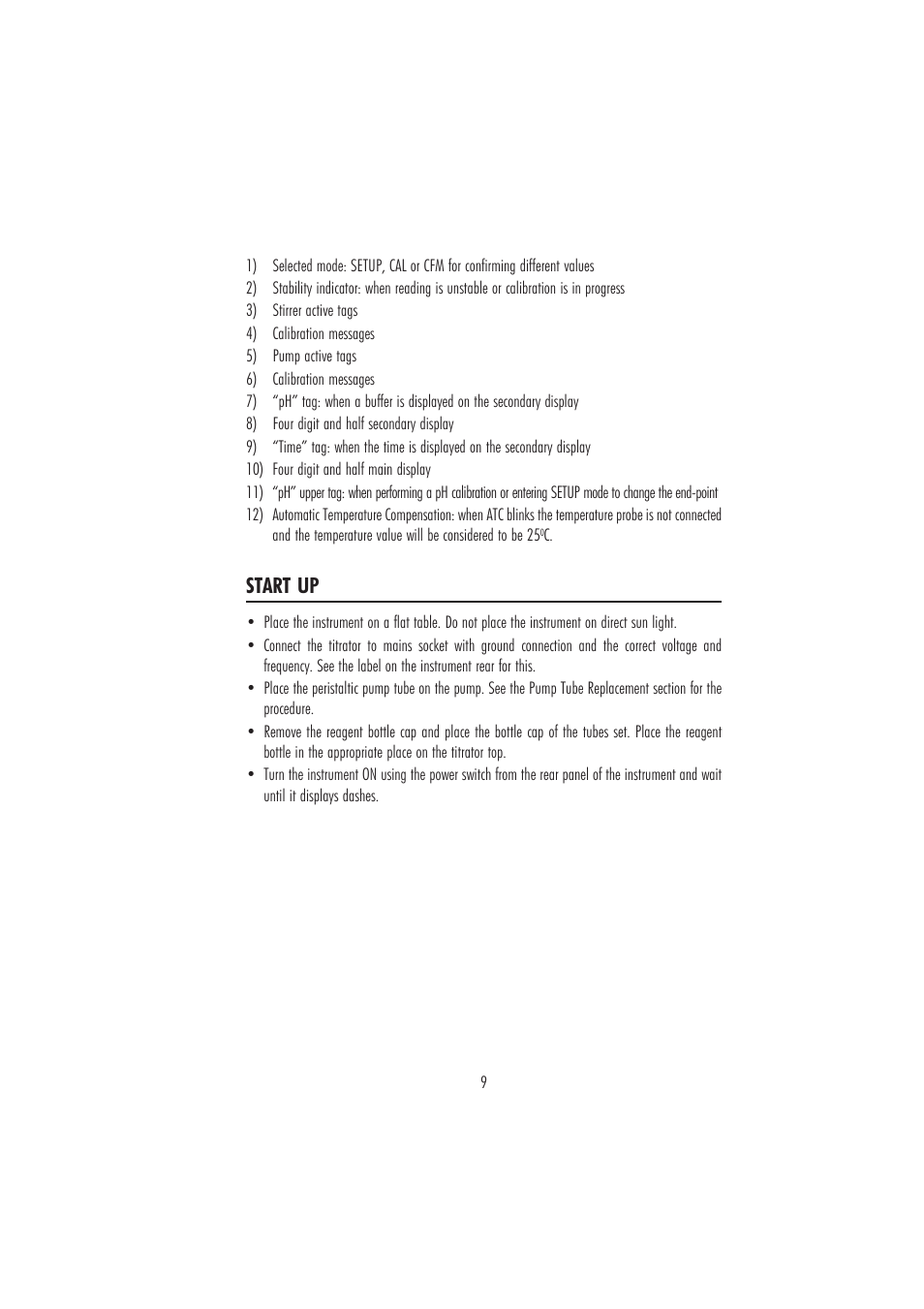 Start up | Hanna Instruments HI 84102 User Manual | Page 9 / 20