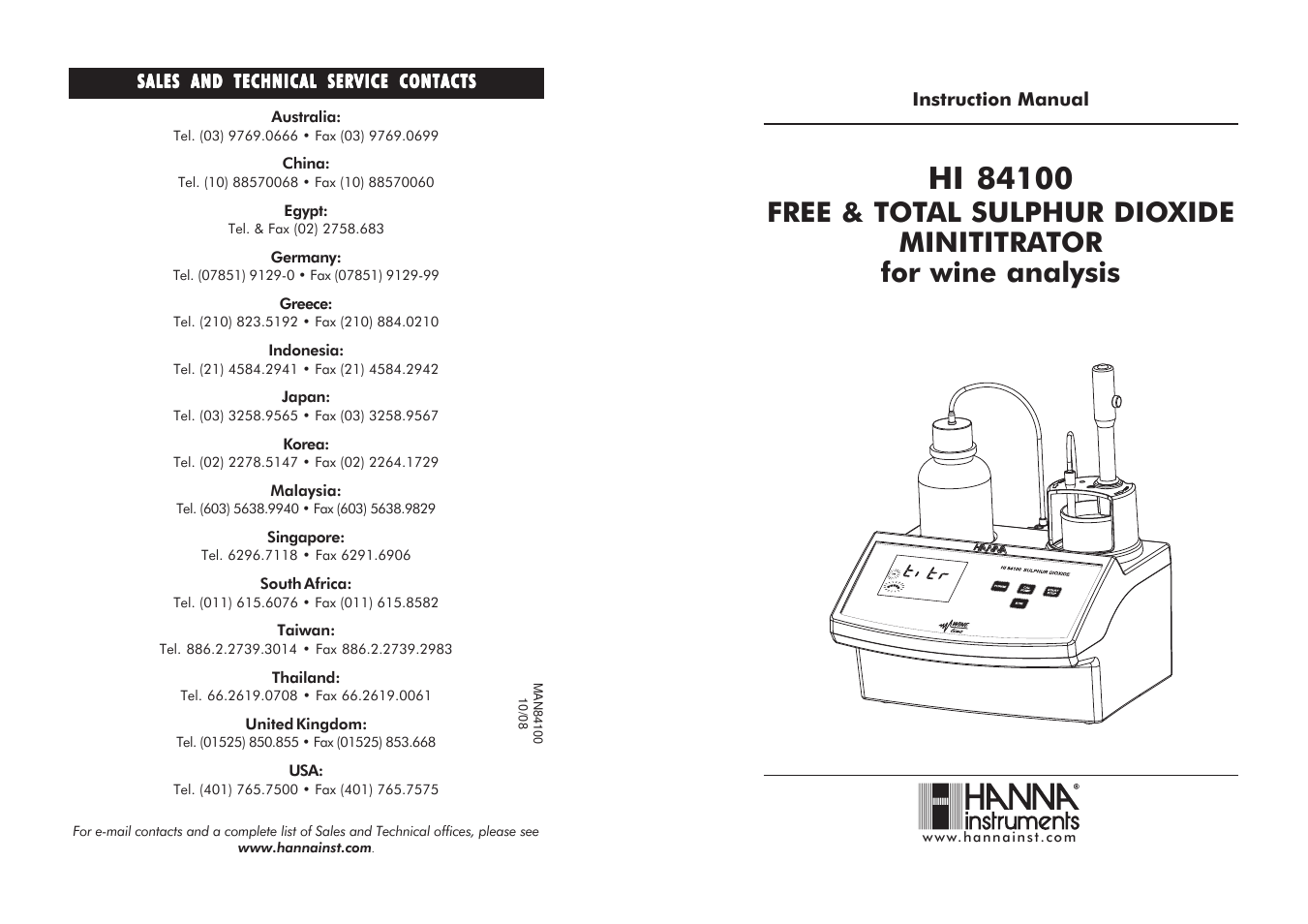 Hanna Instruments HI 84100 User Manual | 12 pages