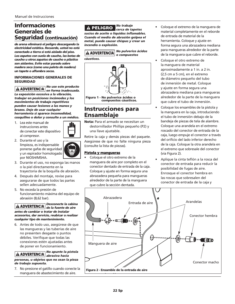 Instrucciones para ensamblaje, Informaciones generales de seguridad, Continuación) | Maxus tools MXS3000 User Manual | Page 22 / 32
