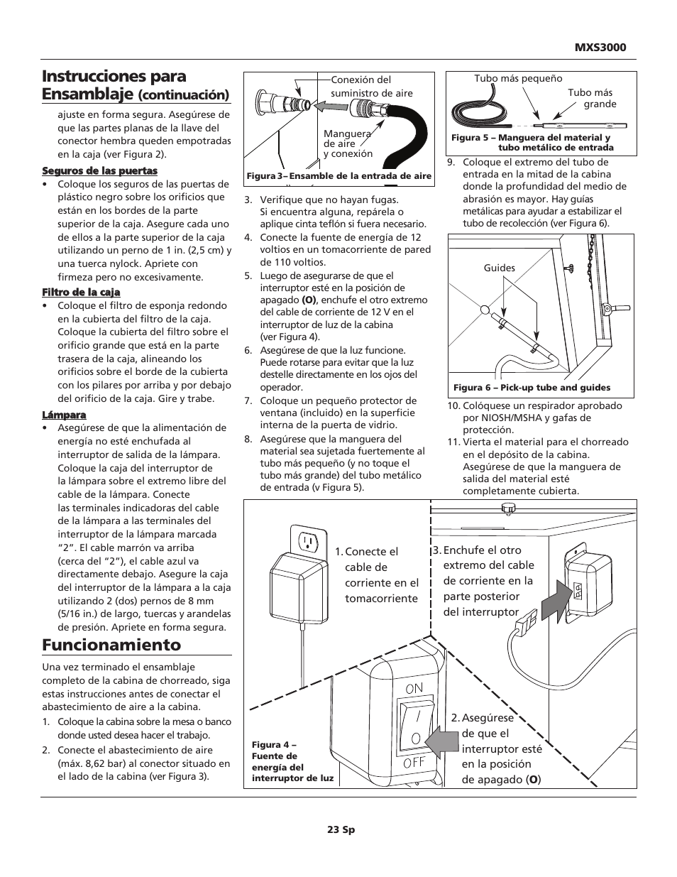 Funcionamiento, Instrucciones para ensamblaje, Continuación) | Maxus tools MXS3000 User Manual | Page 23 / 32