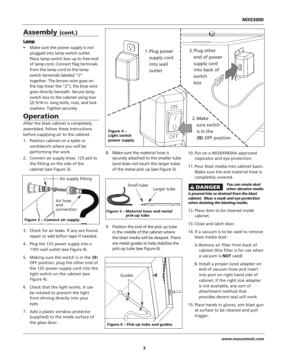 Operation, Assembly, Cont.) | Maxus tools MXS3000 User Manual | Page 3 / 32