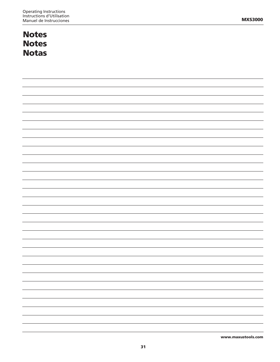 Maxus tools MXS3000 User Manual | Page 31 / 32