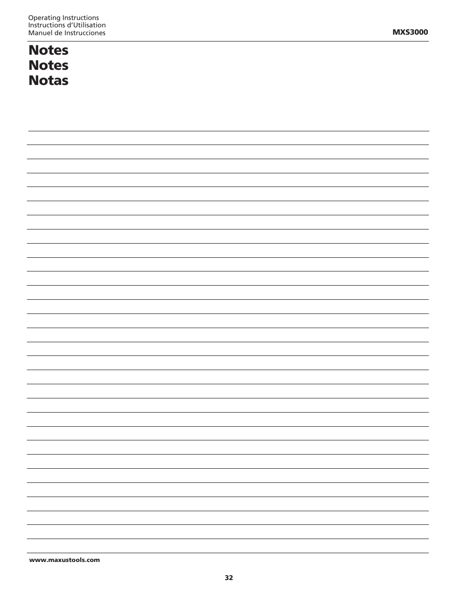 Maxus tools MXS3000 User Manual | Page 32 / 32