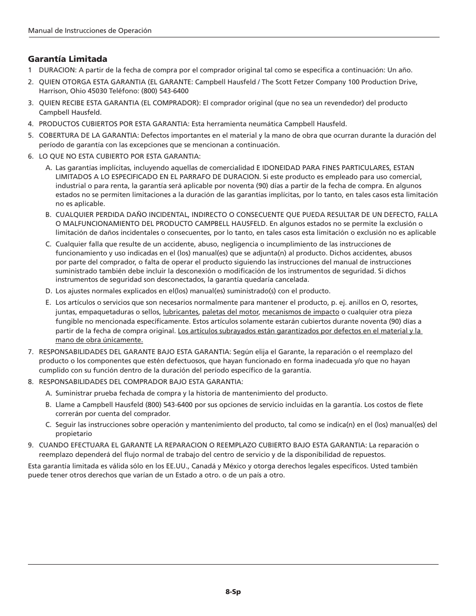 Campbell Hausfeld TL0502 User Manual | Page 24 / 24