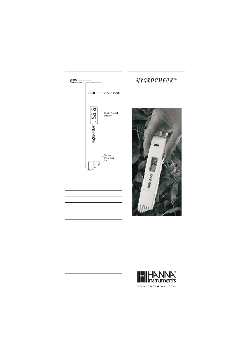 Hanna Instruments HI 98601 User Manual | 2 pages