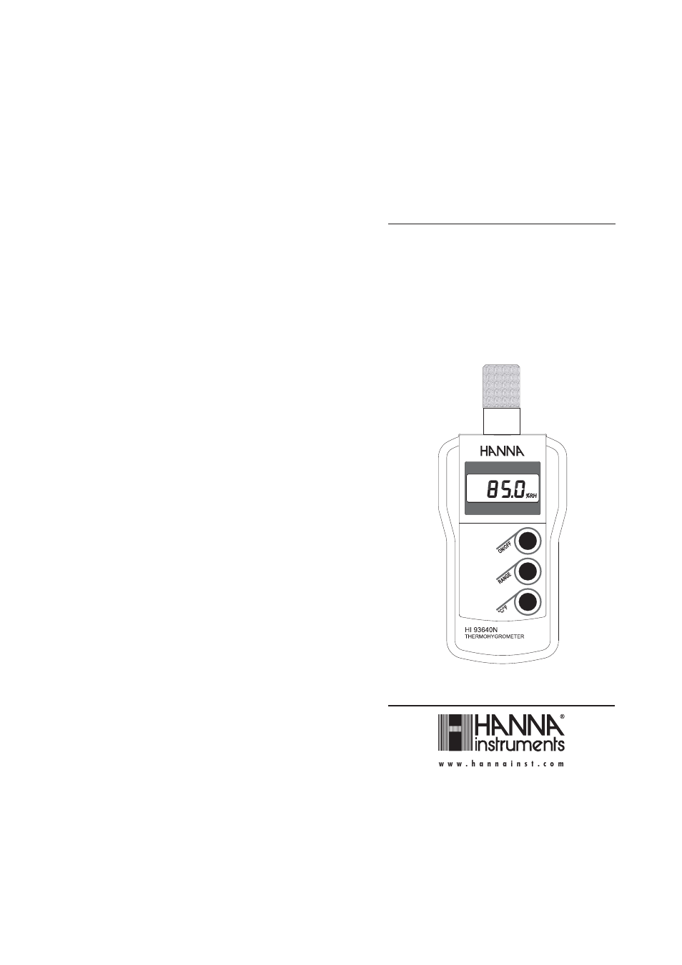 Hanna Instruments HI 93640NEW User Manual | 7 pages