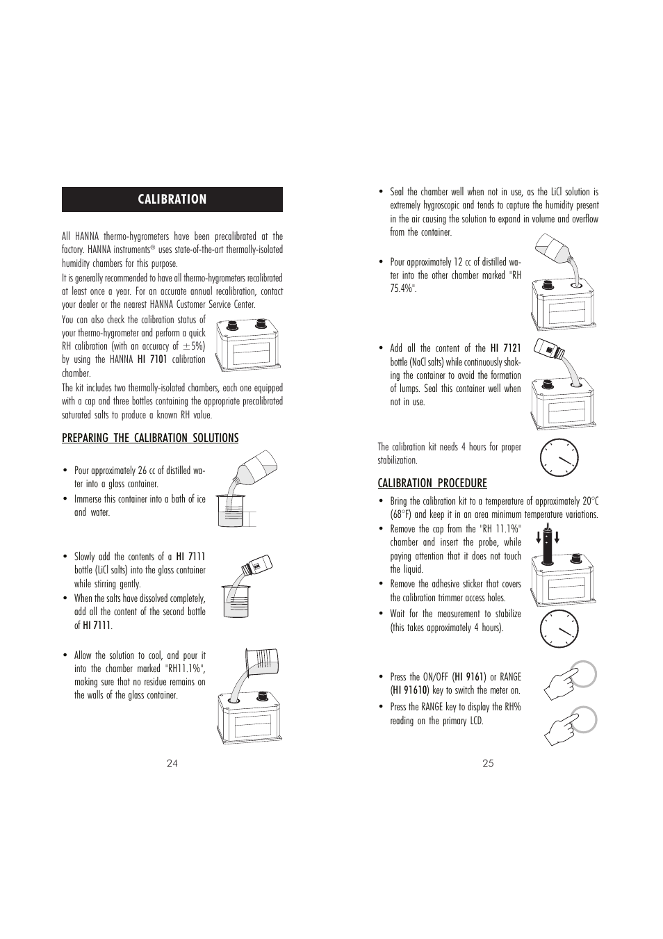 Calibration, Calibration procedure, Preparing the calibration solutions | Hanna Instruments HI 91610C User Manual | Page 13 / 19