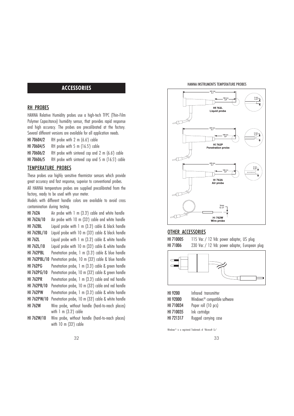 Accessories | Hanna Instruments HI 91610C User Manual | Page 17 / 19