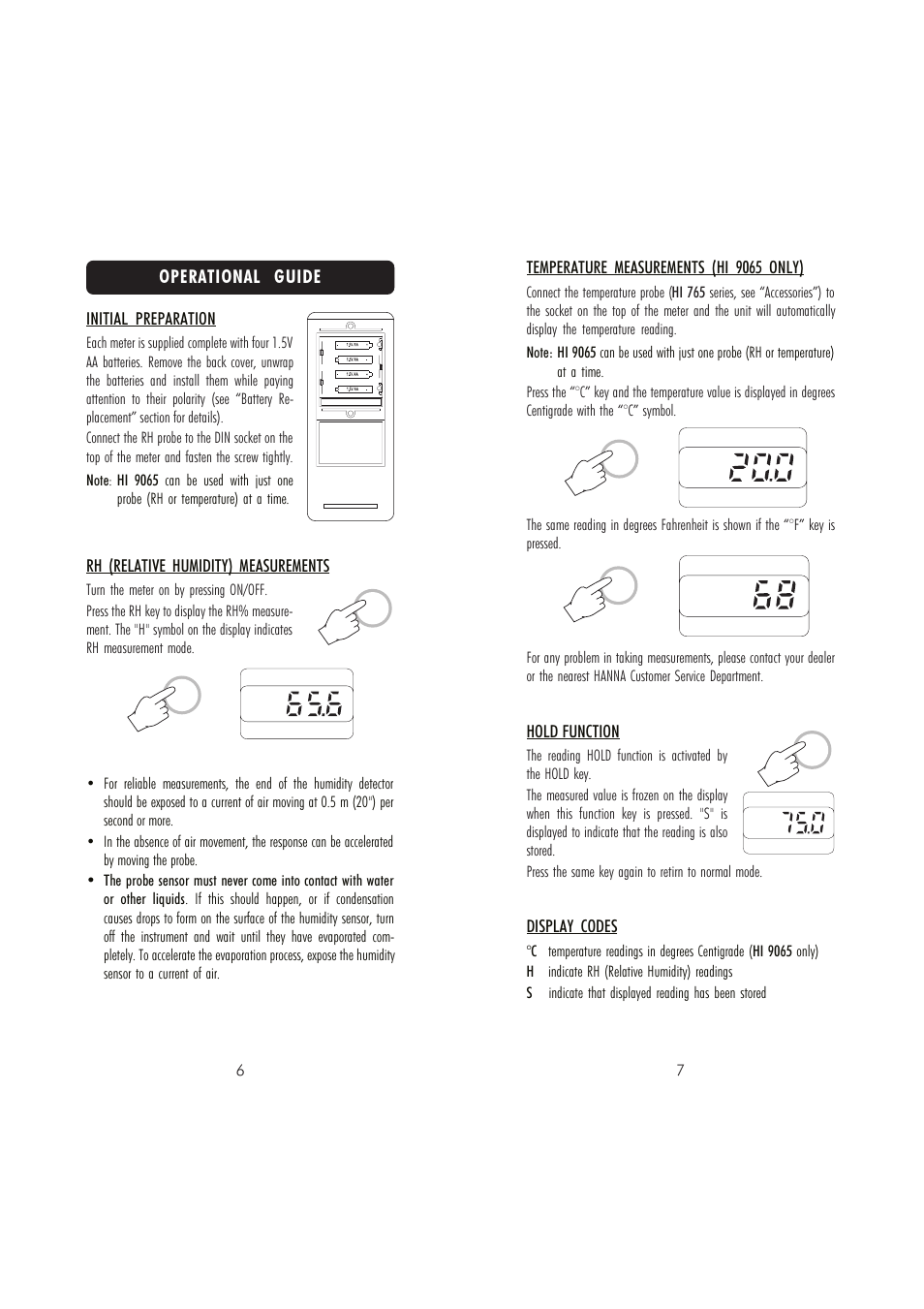 Operational guide | Hanna Instruments HI 9064 User Manual | Page 4 / 9