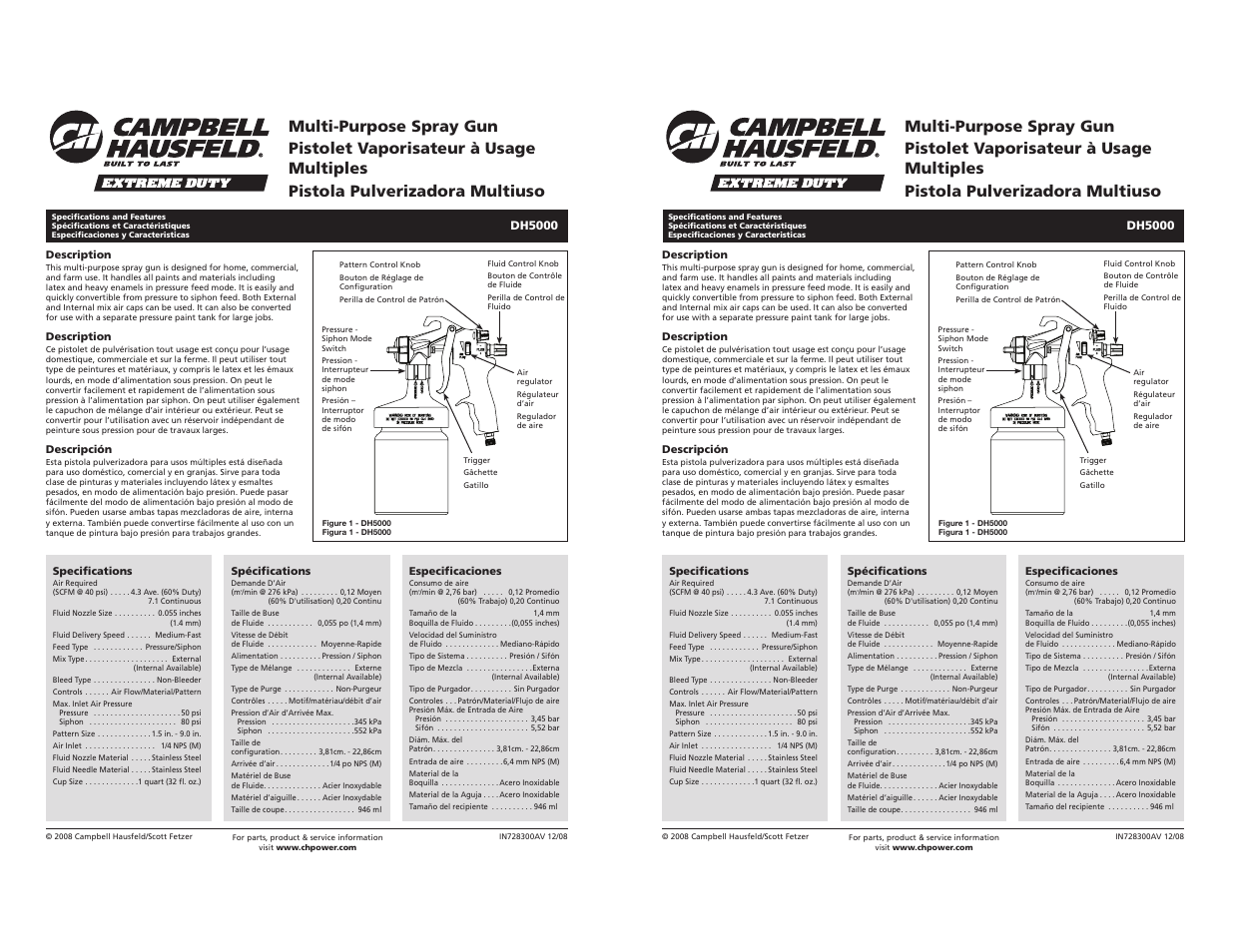 Campbell Hausfeld DH5000 User Manual | 1 page