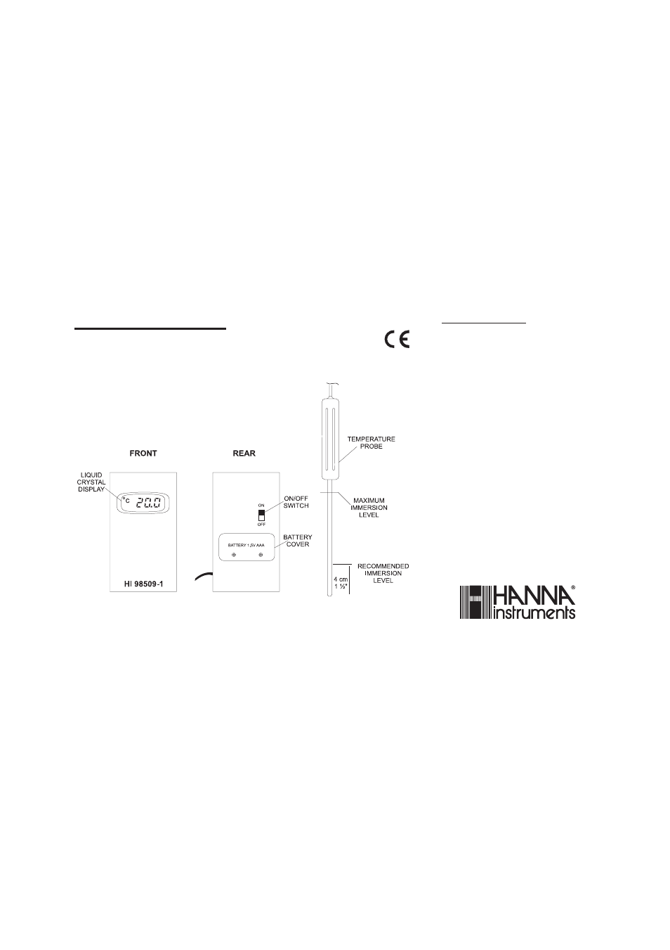 Hanna Instruments HI 98509-1 User Manual | 2 pages
