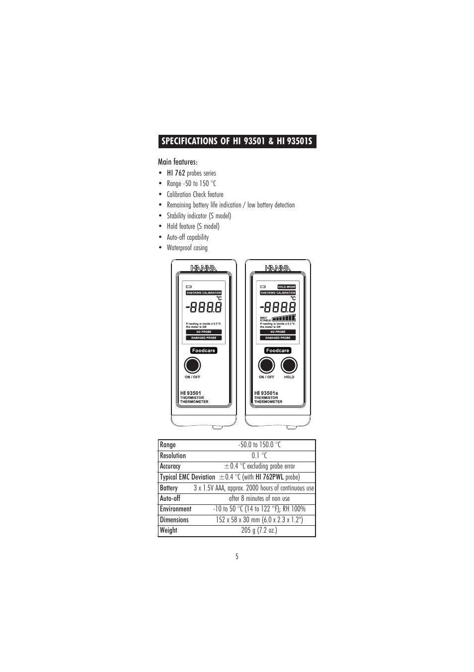 Hanna Instruments HI 93501 User Manual | Page 5 / 16