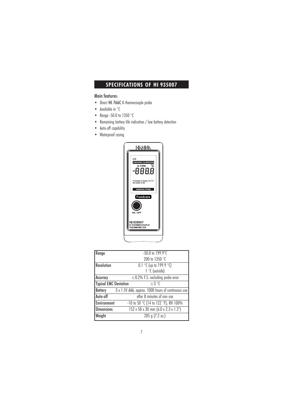 Hanna Instruments HI 93501 User Manual | Page 7 / 16