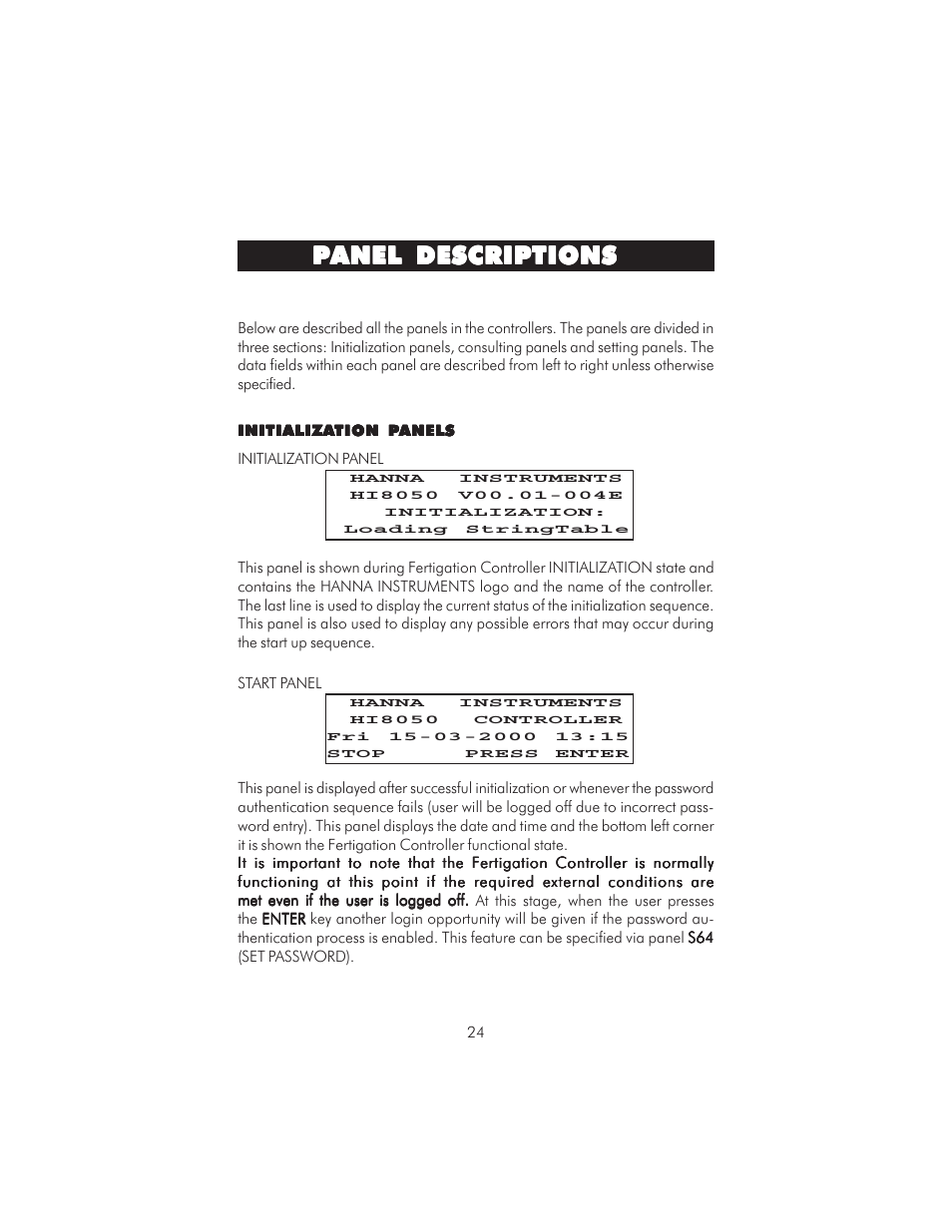 Panel descriptions | Hanna Instruments HI 8050 User Manual | Page 24 / 80