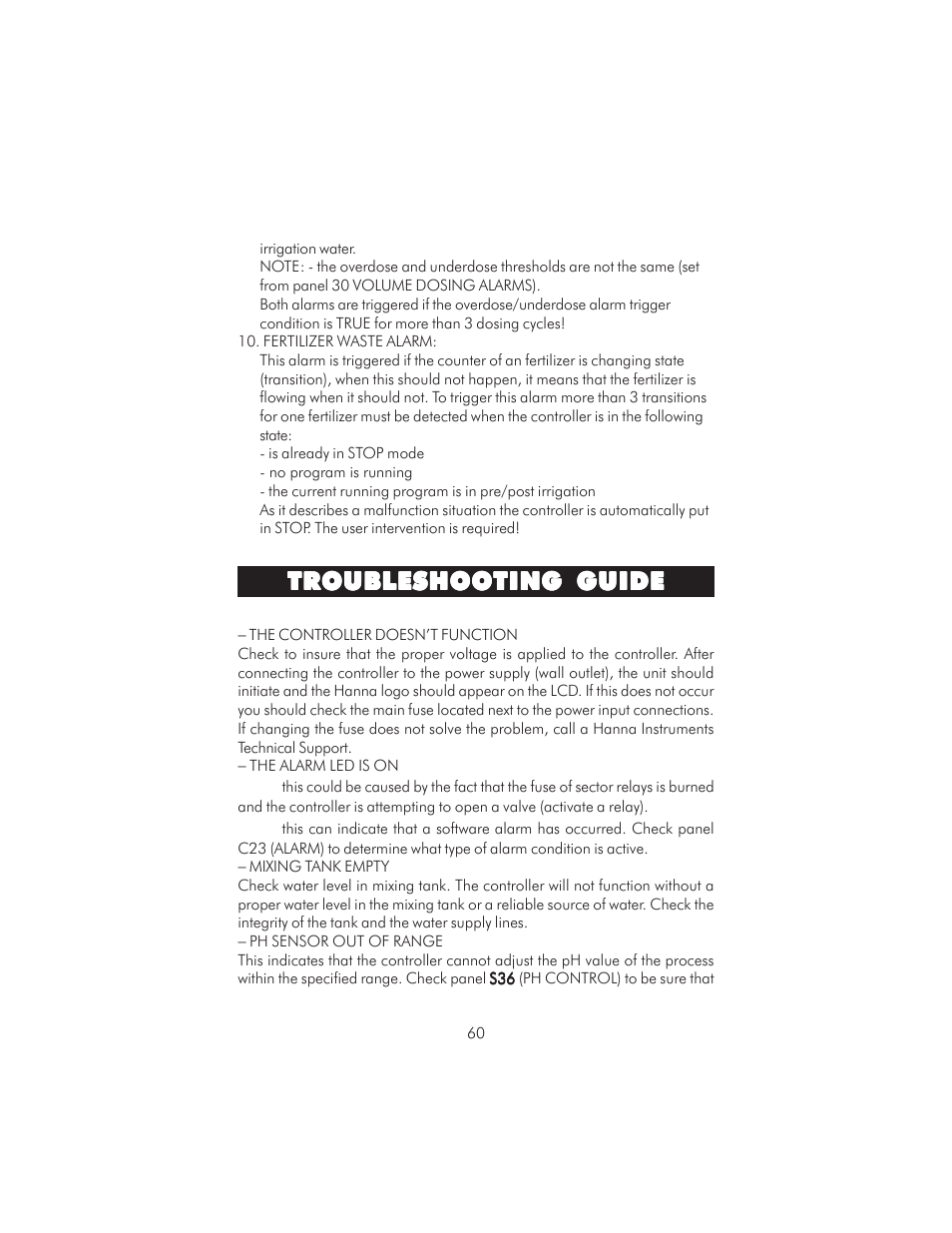 Troubleshooting guide | Hanna Instruments HI 8050 User Manual | Page 60 / 80