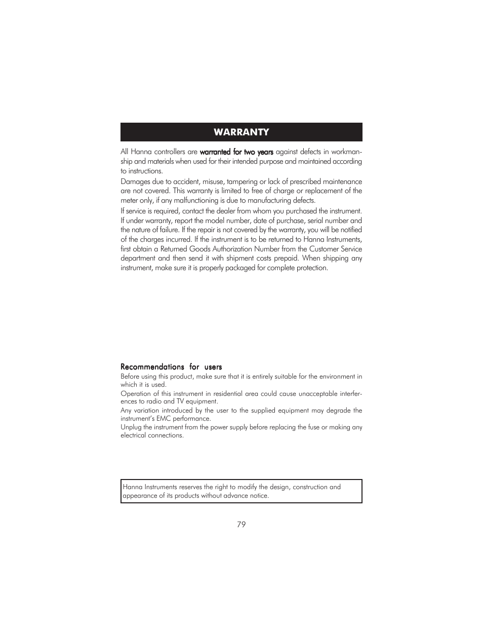 Hanna Instruments HI 8050 User Manual | Page 79 / 80