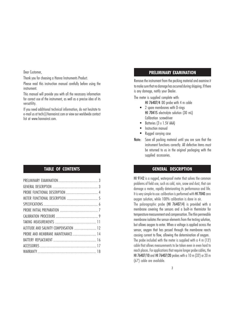 Hanna Instruments HI 9142 User Manual | Page 4 / 22