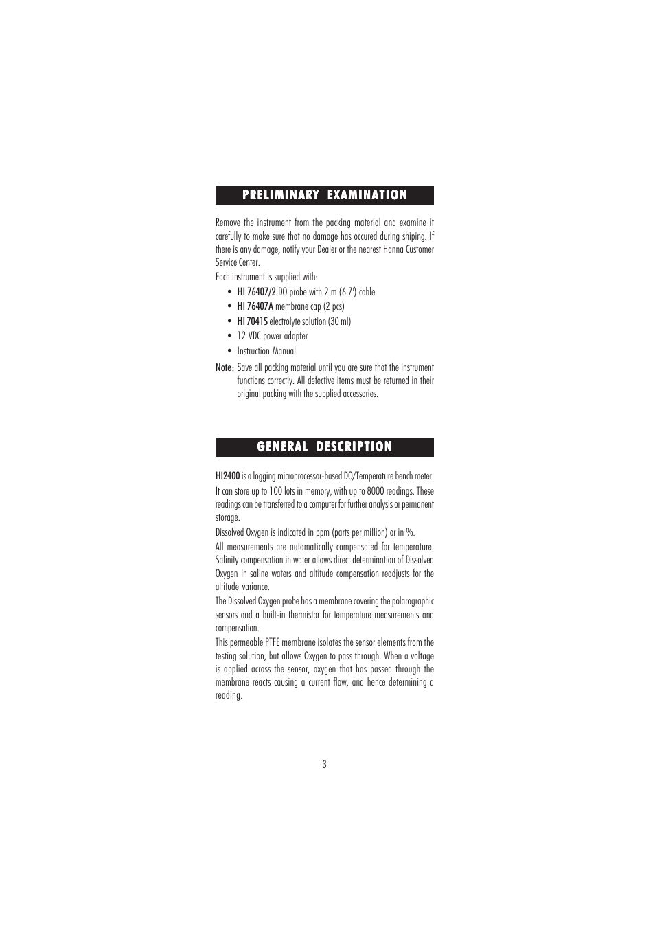 Hanna Instruments HI 2400 User Manual | Page 3 / 32