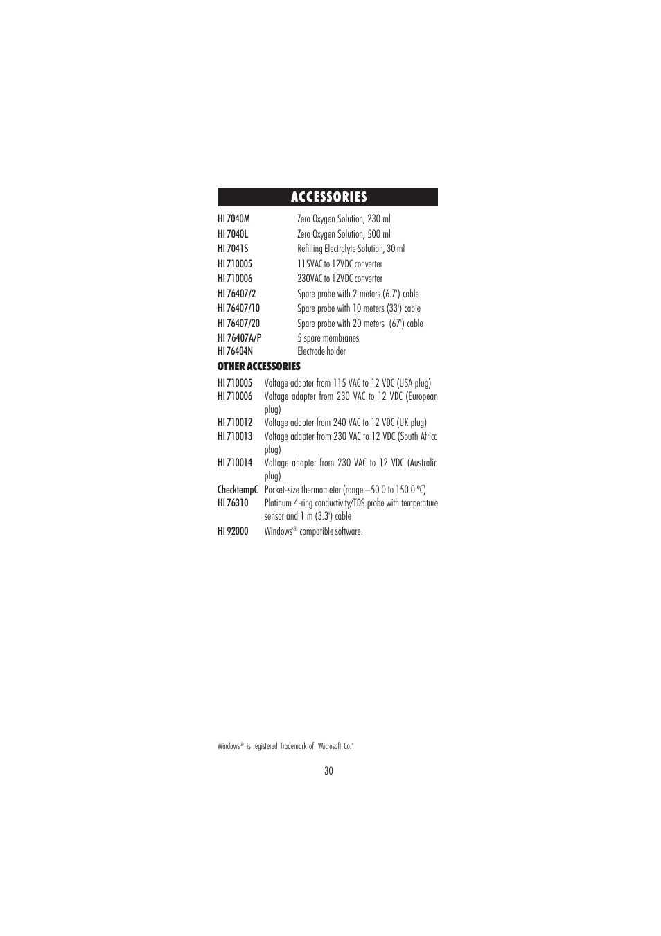 Hanna Instruments HI 2400 User Manual | Page 30 / 32