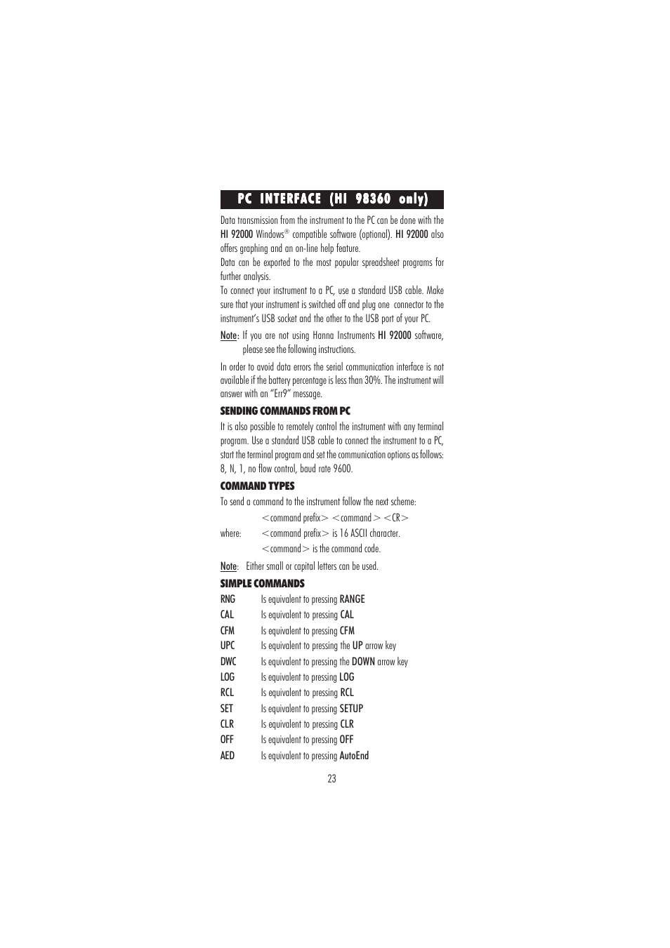 Hanna Instruments HI 98360 User Manual | Page 23 / 36