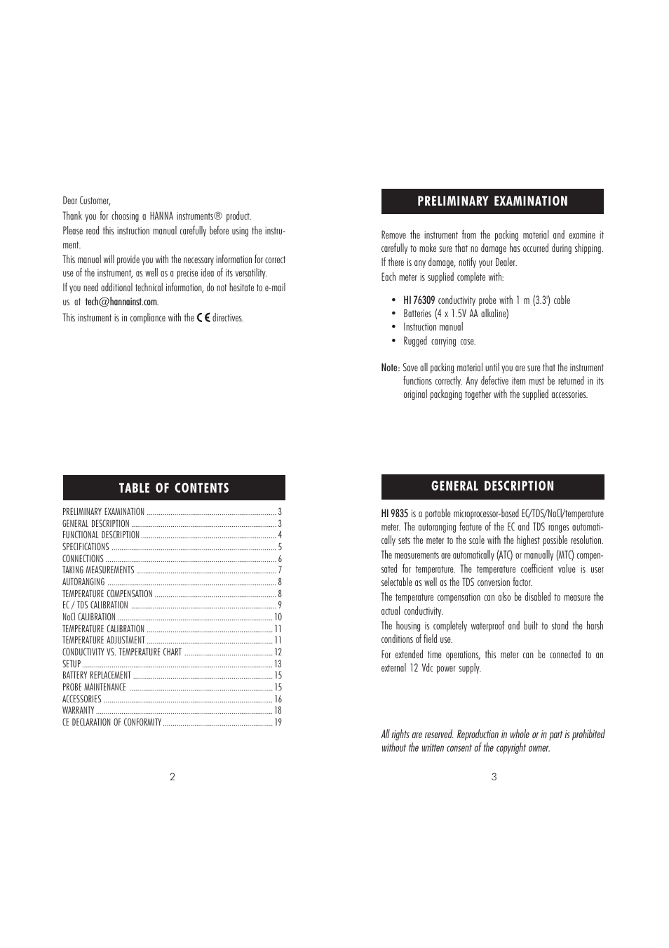 Hanna Instruments HI 9835 User Manual | Page 2 / 11