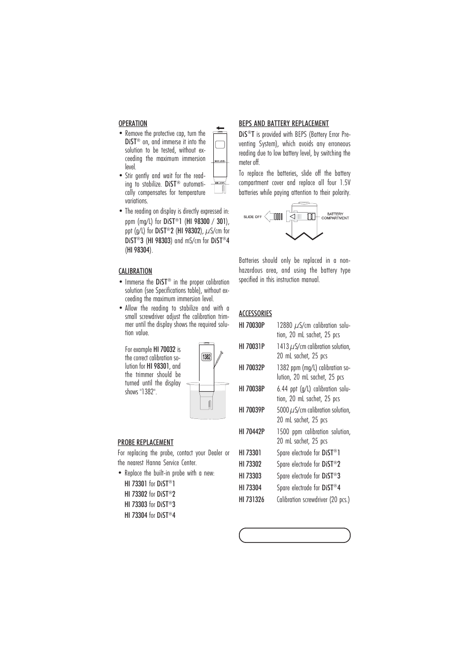 Hanna Instruments HI 98300 User Manual | Page 2 / 2