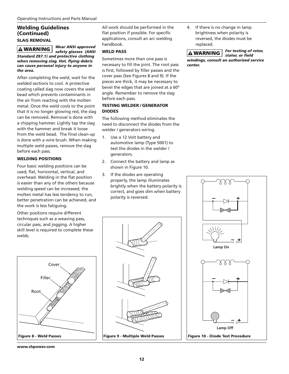 Welding guidelines (continued) | Campbell Hausfeld Welder / Generator GW4500 User Manual | Page 12 / 20