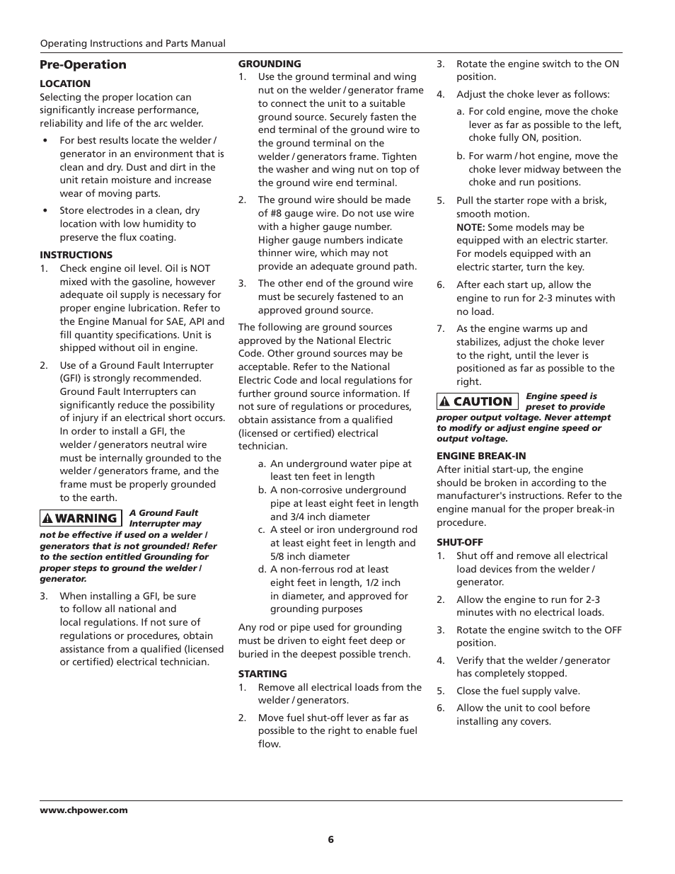 Campbell Hausfeld Welder / Generator GW4500 User Manual | Page 6 / 20