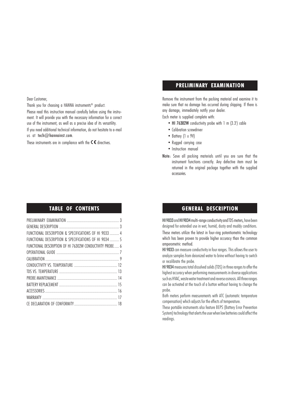 Hanna Instruments HI 9033 User Manual | Page 2 / 11