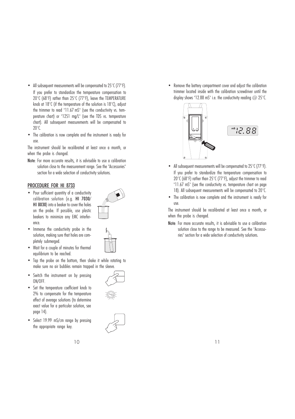 Procedure for hi 8733 | Hanna Instruments HI 8733 User Manual | Page 6 / 11