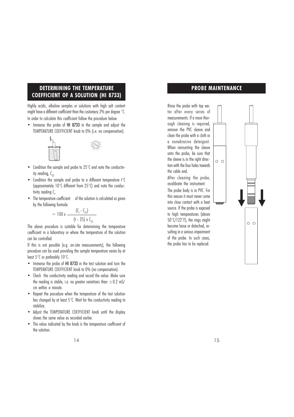 Probe maintenance | Hanna Instruments HI 8733 User Manual | Page 8 / 11