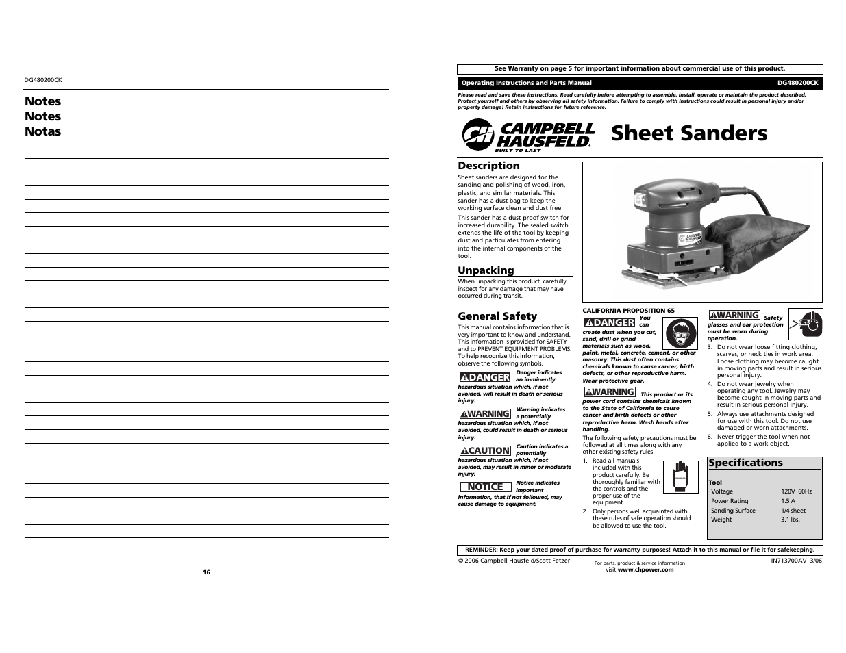 Campbell Hausfeld DG480200CK User Manual | 8 pages
