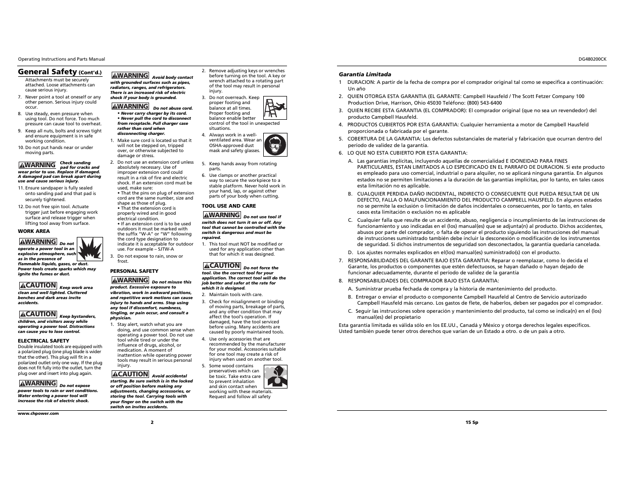 General safety | Campbell Hausfeld DG480200CK User Manual | Page 2 / 8