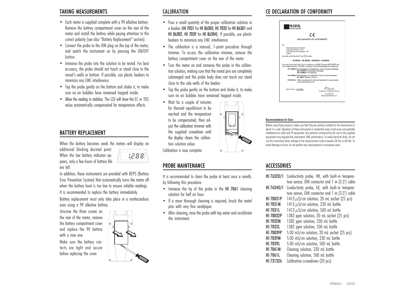 Hanna Instruments HI 86301 User Manual | Page 2 / 2