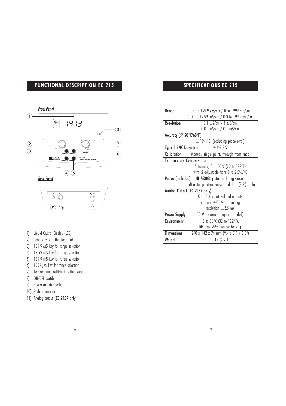 Hanna Instruments EC 214 User Manual | Page 4 / 11