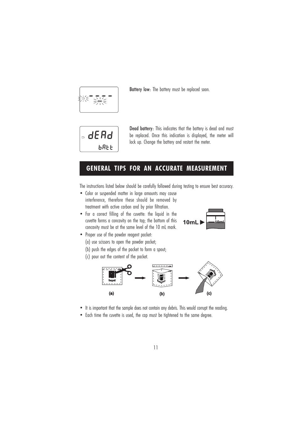 General tips for an accurate measurement | Hanna Instruments HI 96726 User Manual | Page 11 / 24