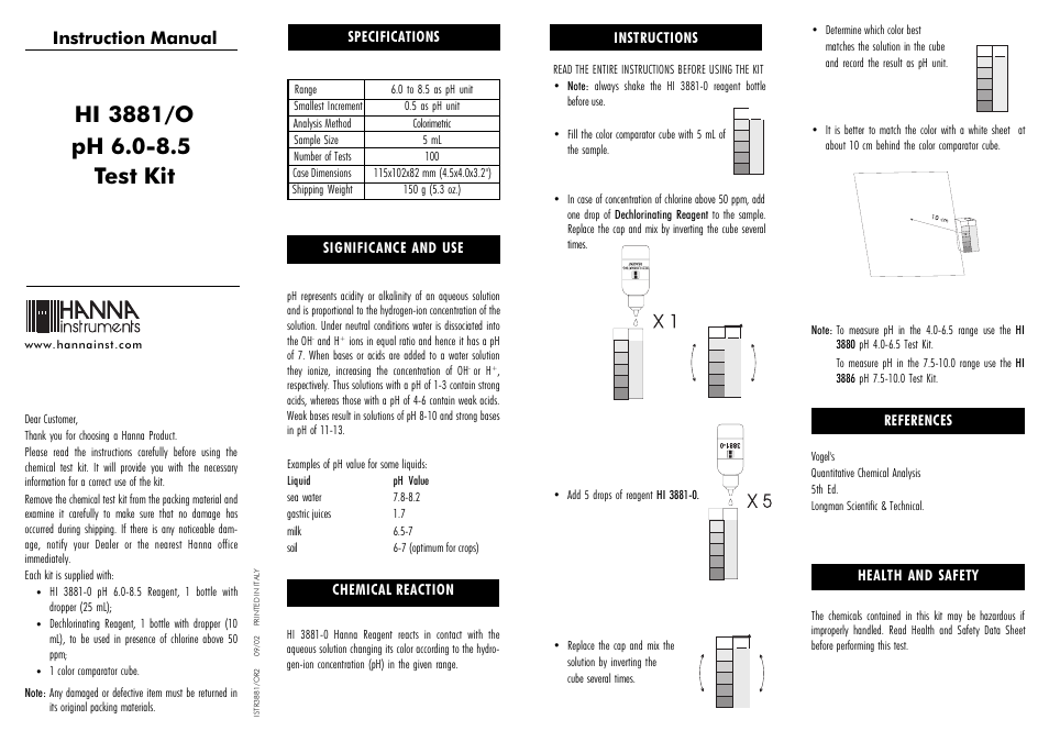 Hanna Instruments HI 3881/0 User Manual | 2 pages