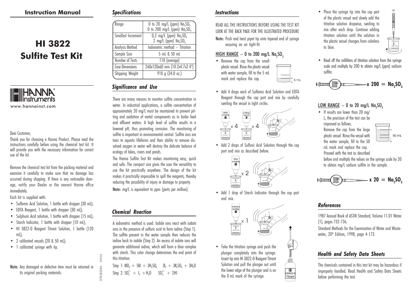 Hanna Instruments HI 3822 User Manual | 2 pages