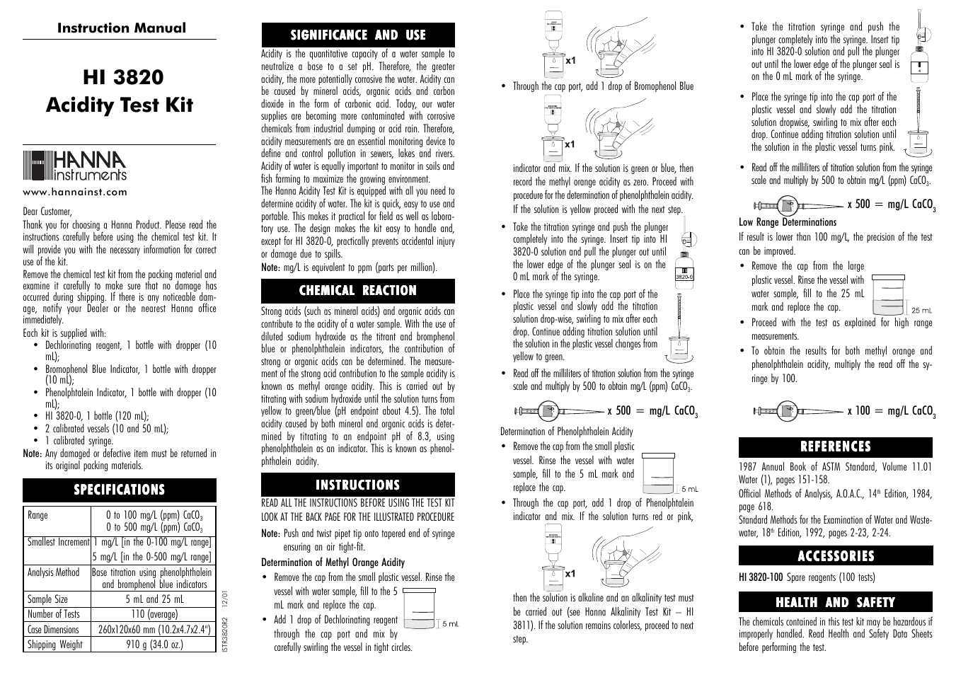 Hanna Instruments HI 3820 User Manual | 2 pages