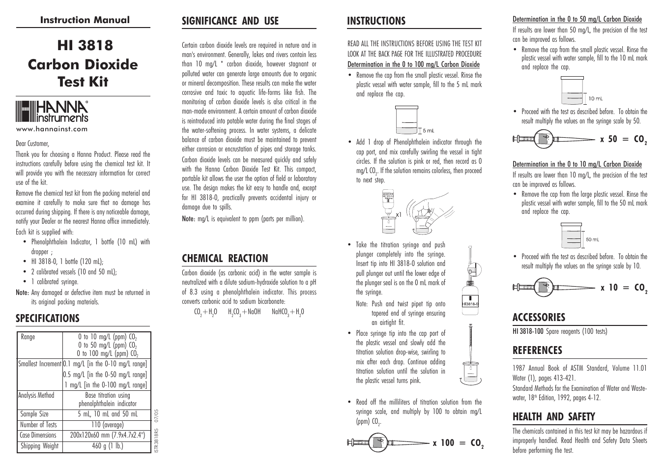 Hanna Instruments HI 3818 User Manual | 2 pages