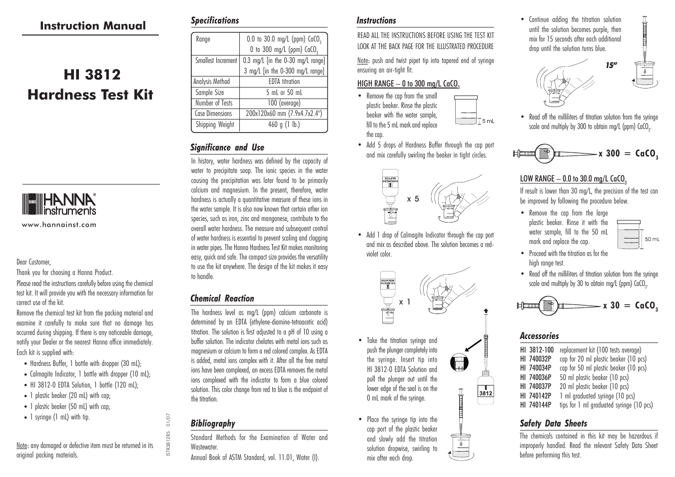 Hanna Instruments HI 3812 User Manual | 2 pages